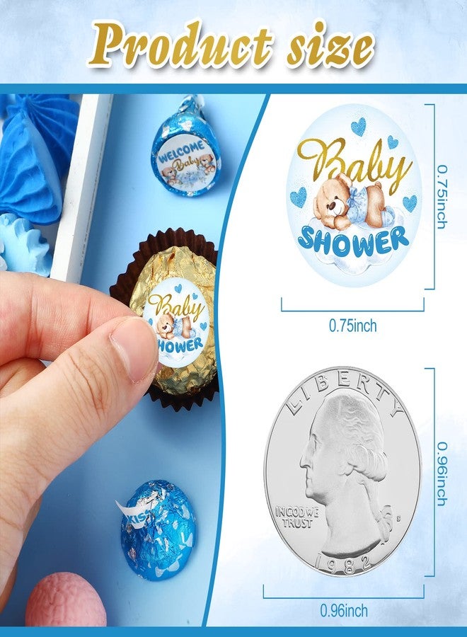 Clabby 504 Pieces Boy Girl Baby Shower Favors Stickers Mini Kisses Candy Stickers Chocolate Drop Labels Wrappers Little Cutie Baby Shower Decoration for Sprinkle Birthday Party(Blue Bear) - Image 3